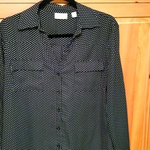 Black with white dots button up blouse